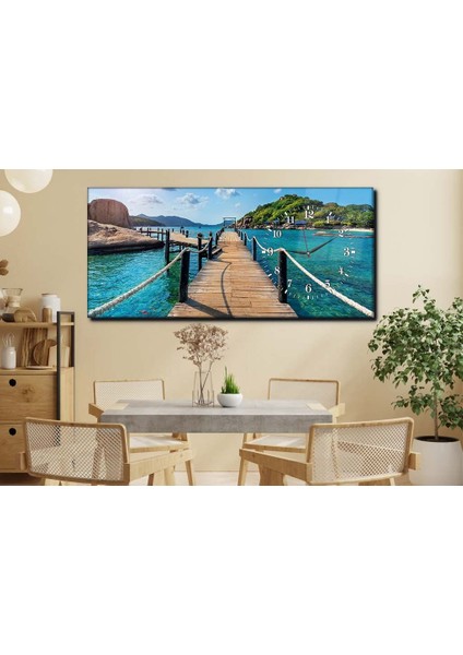 Yatay Yandan Saatli Sanat ve Doğa Temalı Cam Tablo YSYS013 modelleri