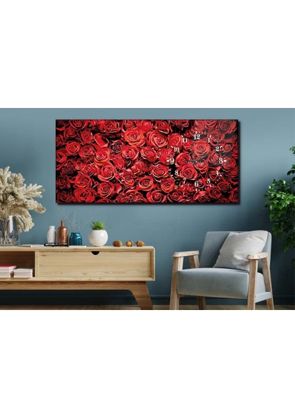 Yatay Yandan Saatli Sanat ve Doğa Temalı Cam Tablo YSYS078