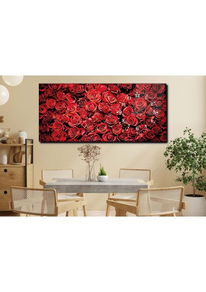Yatay Yandan Saatli Sanat ve Doğa Temalı Cam Tablo YSYS078 modelleri