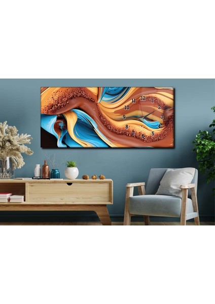Yatay Yandan Saatli Sanat ve Doğa Temalı Cam Tablo YSYS143