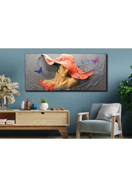 Yatay Yandan Saatli Sanat ve Doğa Temalı Cam Tablo YSYS060