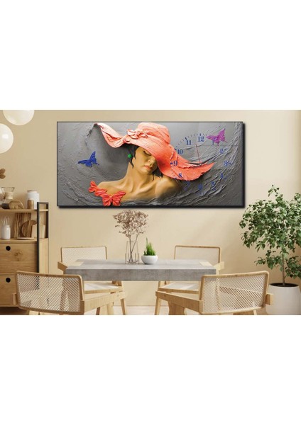 Yatay Yandan Saatli Sanat ve Doğa Temalı Cam Tablo YSYS060 modelleri