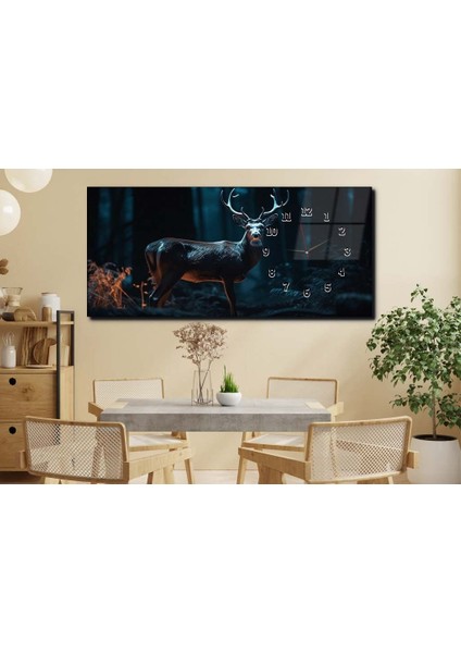 Yatay Yandan Saatli Sanat ve Doğa Temalı Cam Tablo YSYS182 modelleri