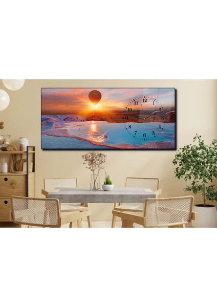 Yatay Yandan Saatli Sanat ve Doğa Temalı Cam Tablo YSYS028 modelleri