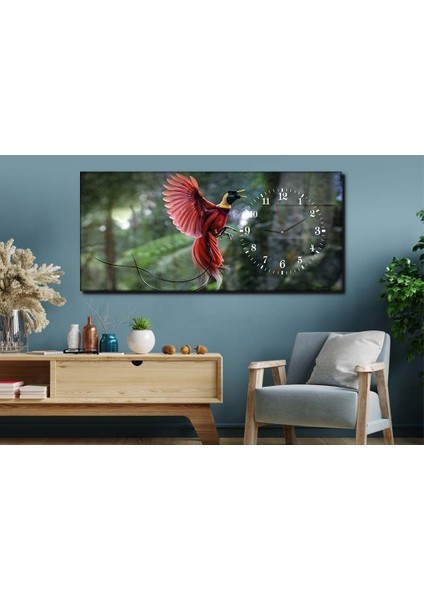 Yatay Yandan Saatli Sanat ve Doğa Temalı Cam Tablo YSYS088