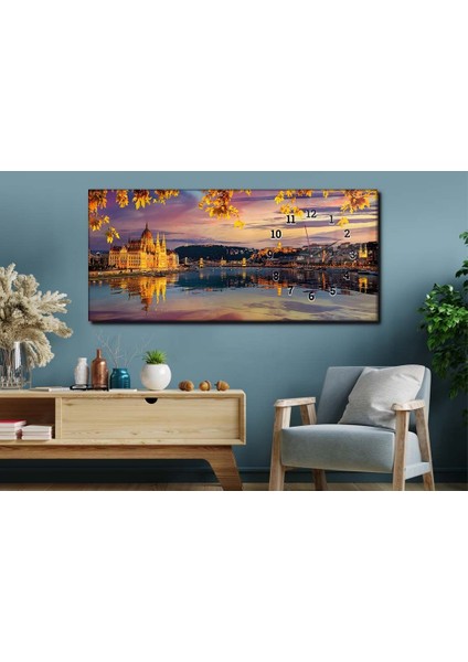 Yatay Yandan Saatli Sanat ve Doğa Temalı Cam Tablo YSYS142