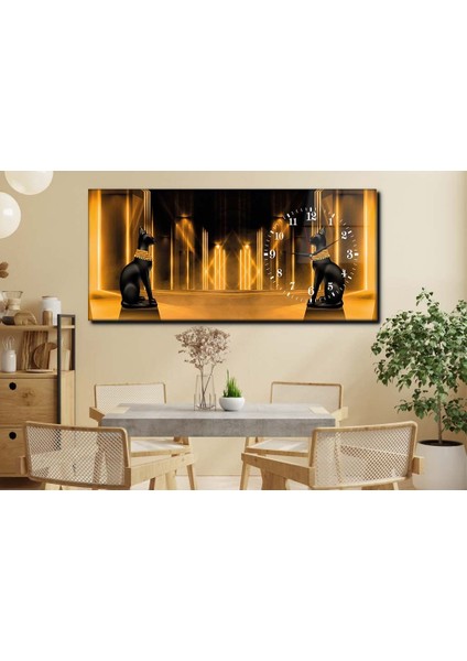 Yatay Yandan Saatli Sanat ve Doğa Temalı Cam Tablo YSYS062 modelleri