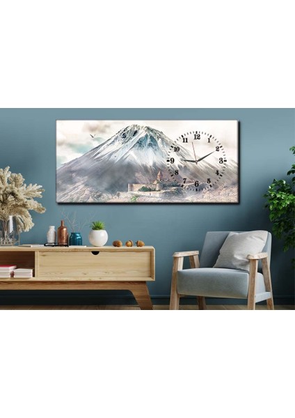 Yatay Yandan Saatli Sanat ve Doğa Temalı Cam Tablo YSYS006