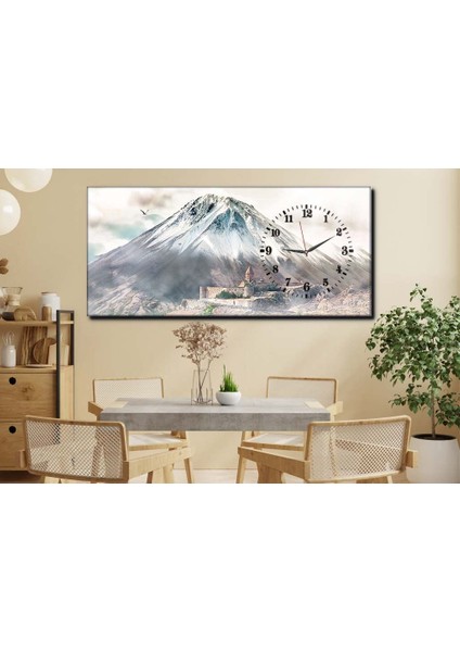 Yatay Yandan Saatli Sanat ve Doğa Temalı Cam Tablo YSYS006 modelleri