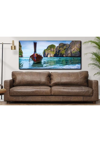 Yatay Yandan Saatli Sanat ve Doğa Temalı Cam Tablo YSYS068 fırsatları