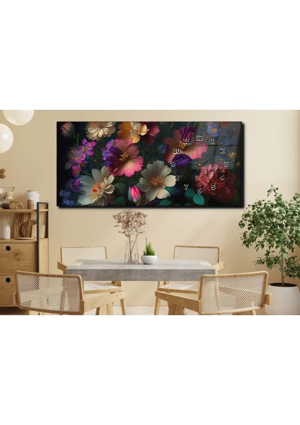 Yatay Yandan Saatli Sanat ve Doğa Temalı Cam Tablo YSYS233 modelleri