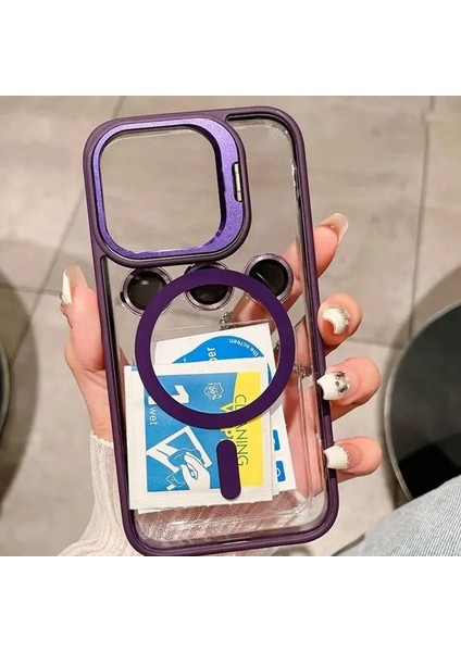 iPhone 14 Pro Max ile Uyumlu Kamera Lens Hediye Stand Olabilen Magsafe ile Uyumlu Adventure Magnetic