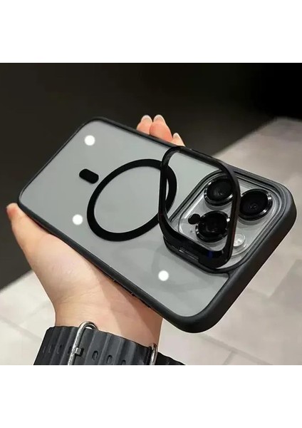 iPhone 15 Pro ile Uyumlu Kamera Lens Hediyeli Stand Olabilen Magsafe ile Uyumlu Adventure Magnetic