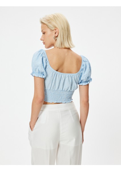 Balon Kol Poplin Crop Bluz Gipeli Önden Bağlama Detaylı fırsatları