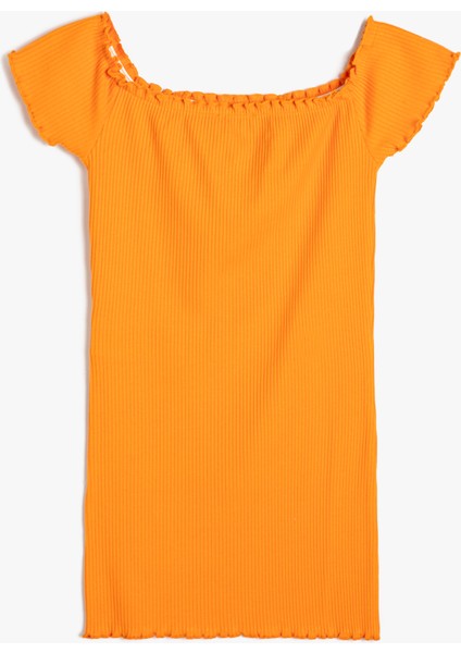 Elbise Kısa Kollu Kare Yaka Ribanalı Pamuklu fiyatları