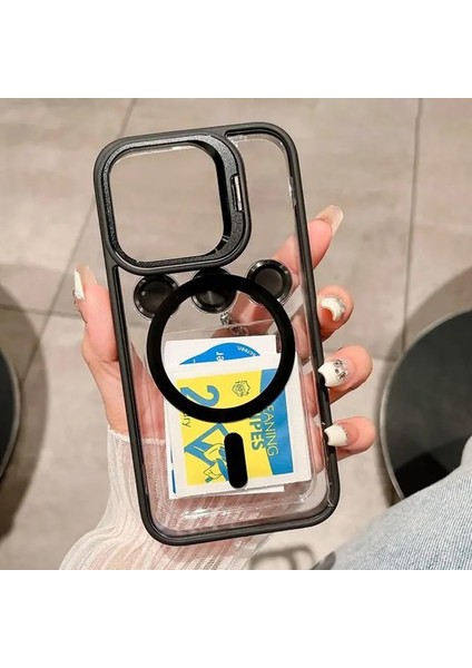 iPhone 15 Plus ile Uyumlu Kamera Lens Hediyeli Stand Olabilen Magsafe ile Uyumlu Adventure Magnetic
