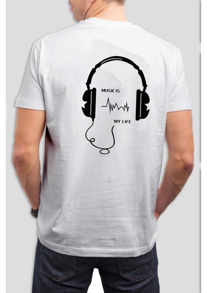 Music Is My Life Baskılı Beyaz Unisex Tişört C571