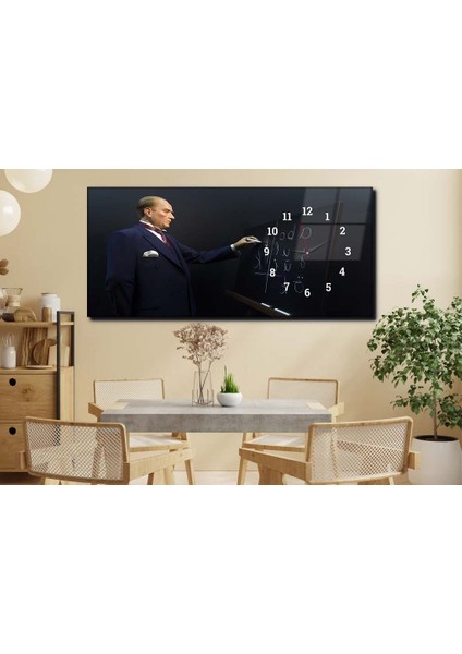 Yatay Yandan Saatli Vatan Temalı Cam Tablo YSYV007 modelleri