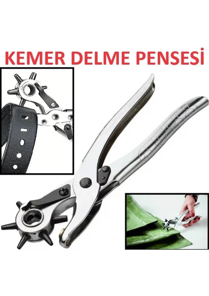 Pense Kemer Delme Pensesi Delici Delik Açma 6 Başlıklı Çıtçıt Pense Deri Çanta Kıyafet Delik Açıcı