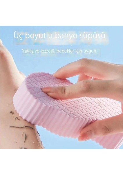 Cilde Zarar Vermeyen ve Bebeğinizin Ağrısız Banyo Yapmasını Sağlayan Balık Pulu Desenli Üç Boyutlu Banyo Süngeri Sünger (Yurt Dışından) fiyatları