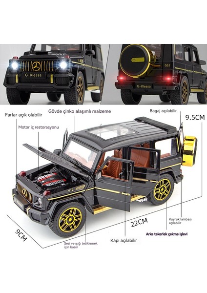 Büyük G63 Araba Modeli Büyük Simüle Edilmiş Alüminyum Alaşımlı Jeep Açılabilir Kapı Oyuncak Araba (Yurt Dışından)