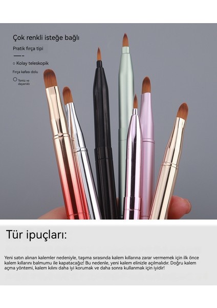 Geri Çekilebilir Dudak Fırçası Çift Uçlu Kapatıcı Makyaj Fırçası Ruj Fırçası (Yurt Dışından)