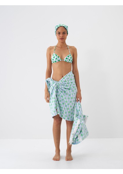 Slim Fit Desenli Bikini Üstü