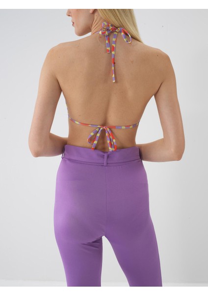 Slim Fit Desenli Bikini Üstü
