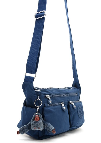 Kadın Orta Boy Bölmeli Krinkıl Kumaş Ayarlanabilir Çapraz Askılı Lacivert Renkli Omuz Çantası fırsatları