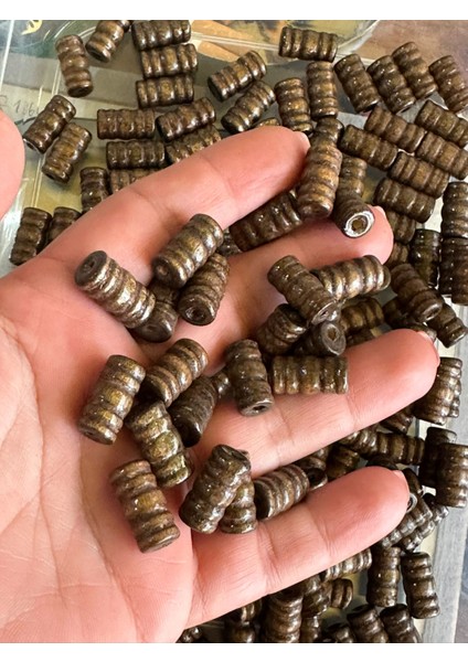 1.05 cm 20 Adet Kahverengi Burgu Ahşap Takı Boncuğu