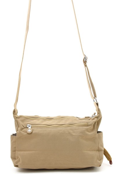 Kadın Orta Boy Bölmeli Suya Dayanıklı Krinkıl Kumaş Çapraz Askılı Vizon Renkli Omuz Çantası indirimleri