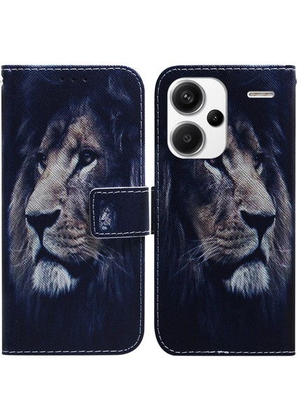 Xiaomi Redmi Note 13 Pro+ 5g Flip Telefon Kılıfı Desenli Baskı Cüzdan Kılıfı-Aslan (Yurt Dışından)