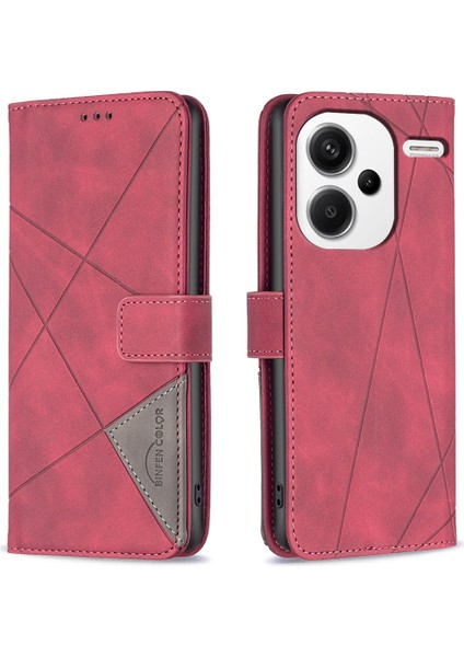 Xiaomi Redmi Note 13 Pro+ 5g Telefon Kılıfı Için Pu Deri Manyetik Koruma Kapağı-Kırmızı (Yurt Dışından)