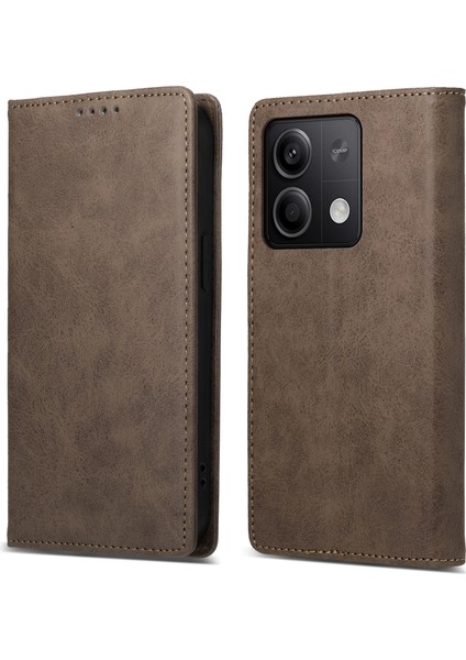 Xiaomi Redmi Note 13 5g/note 13 5g (Çin) Kılıf Cüzdan Telefon Kapağı Manyetik Kapatma-Kahverengi (Yurt Dışından)