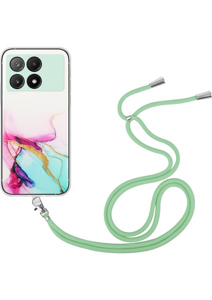 Xiaomi Redmi K70E 5g Cep Telefonu Kılıfı Için Kordon-Yeşil Içi Boş Mermer Desenli Tpu Kapak (Yurt Dışından)