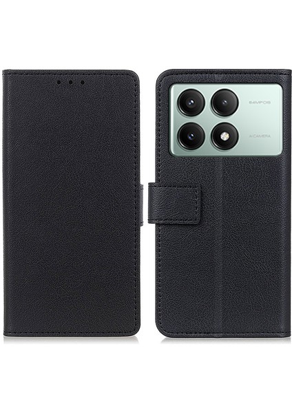 Xiaomi Redmi Için K70E 5g Cüzdan Kılıf Pu Deri Darbeye Dayanıklı Doku Telefon Kapağı-Siyah (Yurt Dışından)