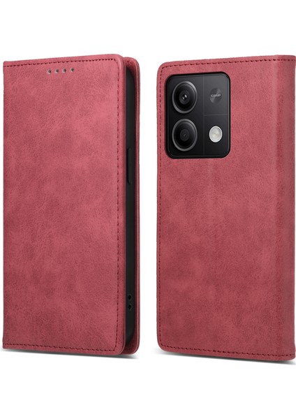 Xiaomi Redmi Note 13 5g/note 13 5g (Çin) Kılıf Cüzdan Telefon Kapağı Manyetik Kapanış-Kırmızı (Yurt Dışından)