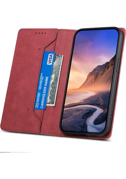 Xiaomi Redmi Note 13 5g/note 13 5g (Çin) Kılıf Cüzdan Telefon Kapağı Manyetik Kapanış-Kırmızı (Yurt Dışından)