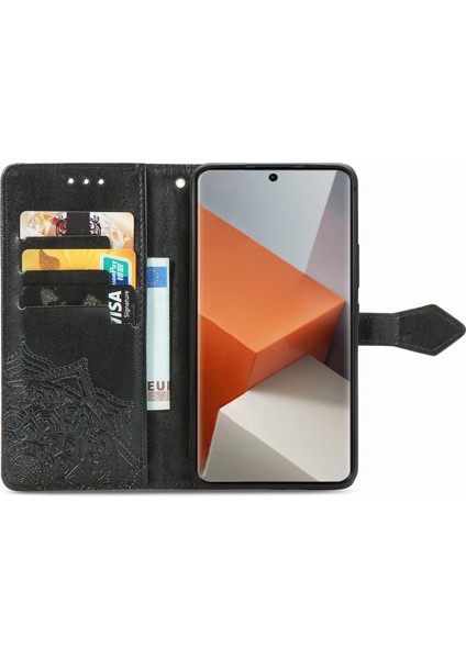 Xiaomi Redmi Note 13 Pro+ 5g Kılıf Mandala Deri Telefon Kılıfı 3 Kart Yuvalı Cüzdan-Siyah (Yurt Dışından) fiyatları
