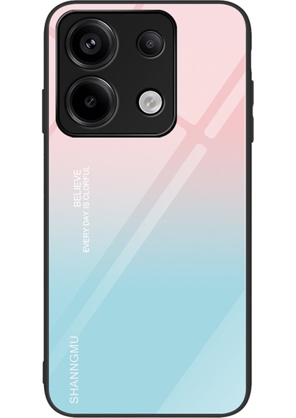 Xiaomi Redmi Note 13 Pro 5g Kapak Desenli Baskı Temperli Cam+Pc+Tpu Kabuk-Pembe Mavi Telefon Kılıfı (Yurt Dışından)