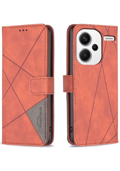Xiaomi Redmi Note 13 Pro+ 5g Telefon Kılıfı Için Pu Deri Manyetik Koruma Kapağı-Kahverengi (Yurt Dışından)