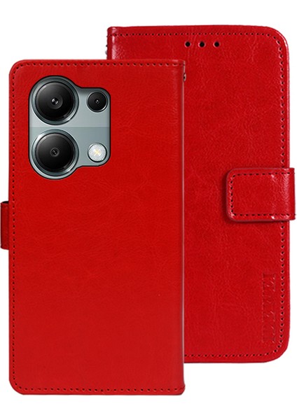 Xiaomi Redmi Note 13 Pro 4g Kılıf Manyetik Toka Deri Düşme Önleyici Telefon Kapağı-Kırmızı (Yurt Dışından)