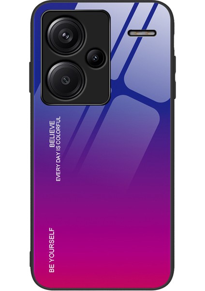 Xiaomi Redmi Note 13 Pro+ 5g Kılıf Için Çizilmez Temperli Cam+Pc+Tpu Koruyucu Kabuk-Mavi/gül (Yurt Dışından)