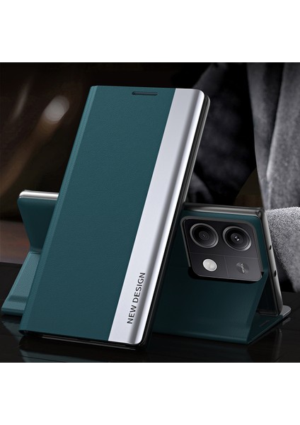 Xiaomi Redmi Note 13 Pro 5g Standlı Kılıf Için Dropproof Pc+Deri Telefon Koruma Kapağı-Yeşil (Yurt Dışından) fiyatları