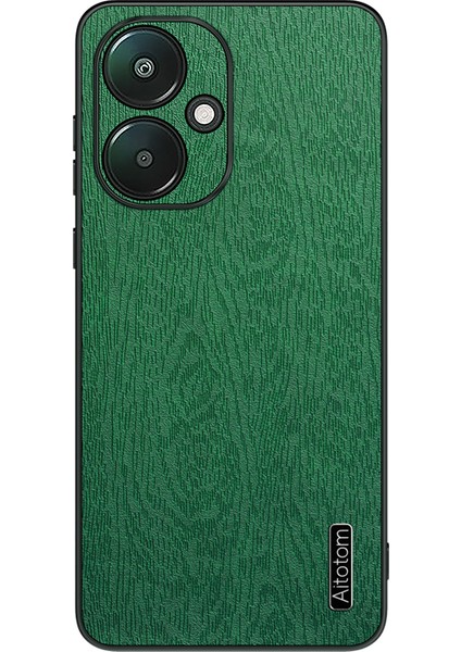 Xiaomi Redmi 13C 5g Kılıf Deri+Pc+Tpu Ahşap Doku Telefon Kapağı-Yeşil (Yurt Dışından)