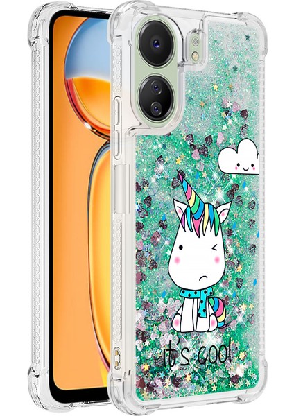 Xiaomi Redmi 13C 4g Tpu Kılıf Desenli Sıvı Telefon Kapağı-Oturan At (Yurt Dışından)