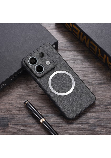 Xiaomi Redmi Note 13 Pro 5g Cep Telefonu Kılıfı Kumaş Dokulu Kapak Magsafe-Gri ile Uyumlu (Yurt Dışından)
