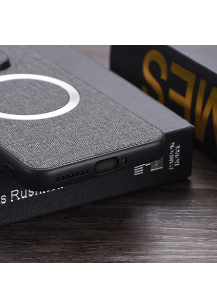 Xiaomi Redmi Note 13 Pro 5g Cep Telefonu Kılıfı Kumaş Dokulu Kapak Magsafe-Gri ile Uyumlu (Yurt Dışından)