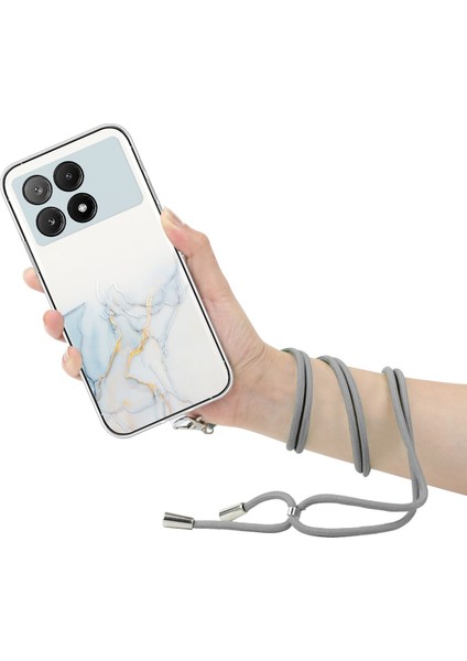 Xiaomi Redmi K70E 5g Cep Telefonu Kılıfı Kordon-Gri ile Içi Boş Mermer Desenli Tpu Kapak (Yurt Dışından) modelleri