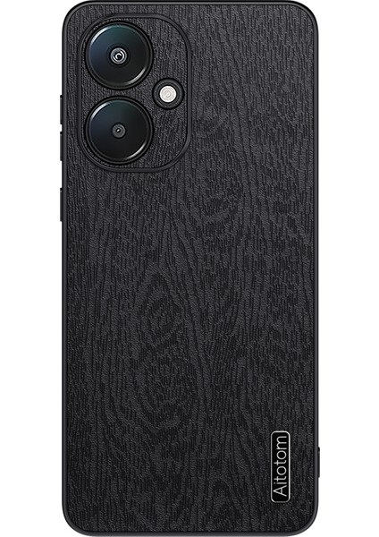 Xiaomi Redmi 13C 5g Kılıf Deri+Pc+Tpu Ahşap Doku Telefon Kapağı-Siyah (Yurt Dışından)